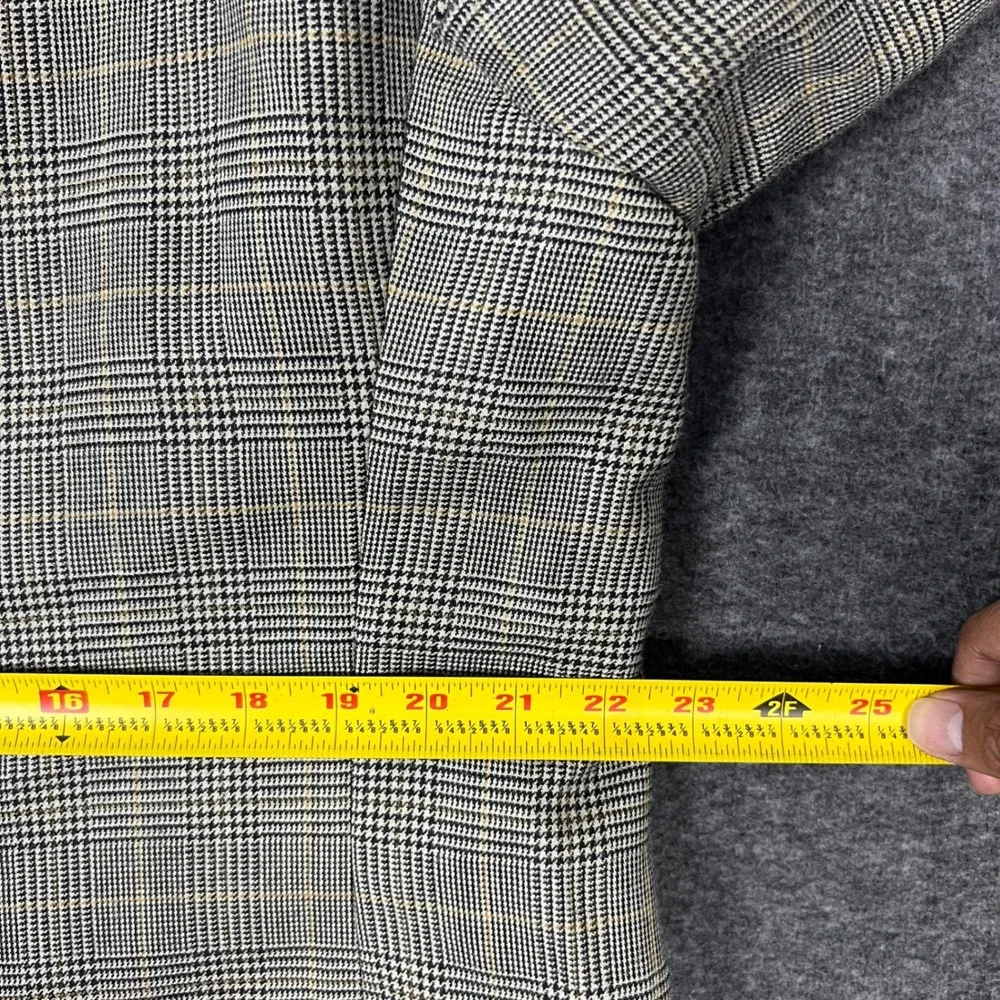 Brooks Brothers 346 Silk Blend Sport Coat Blazer Men's 46R Gray Wool Glen Plaid